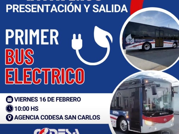 San Carlos: Codesa presentará el primer bus eléctrico del departamento e invita a todos a su primer viaje