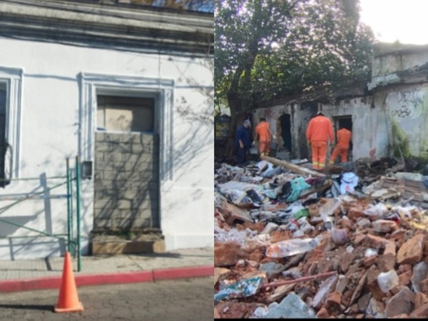 Derrumbaron casa abandonada en el centro de Maldonado por riesgo estructural